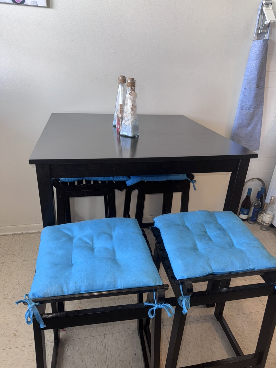 Black Dining Table with 4 Stools - photo 2