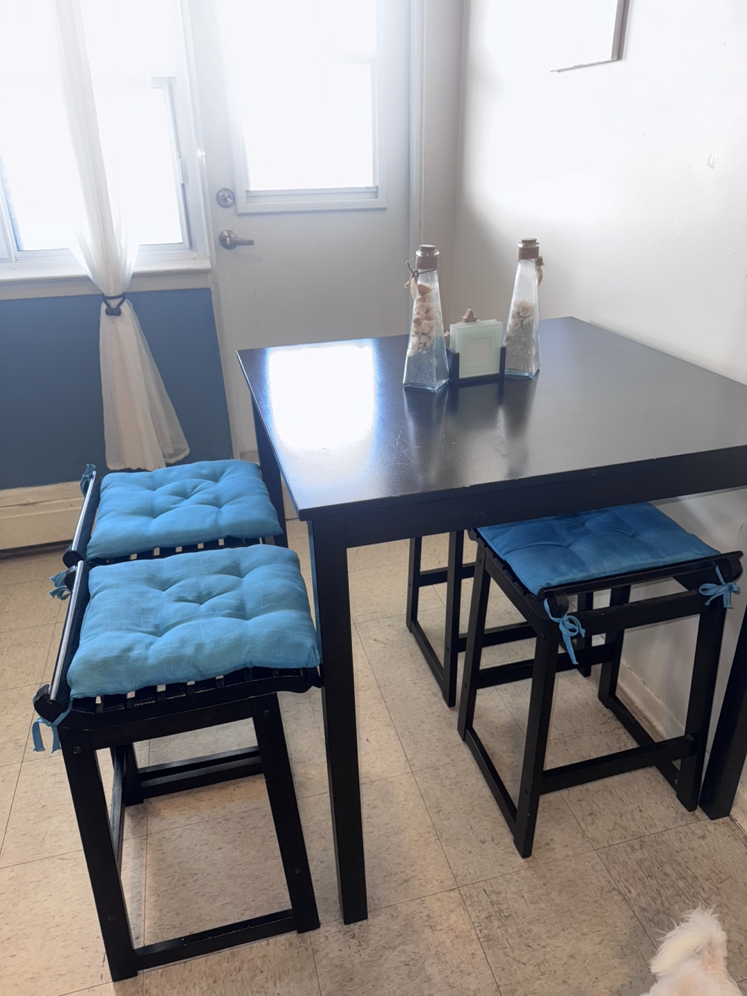 Black Dining Table with 4 Stools