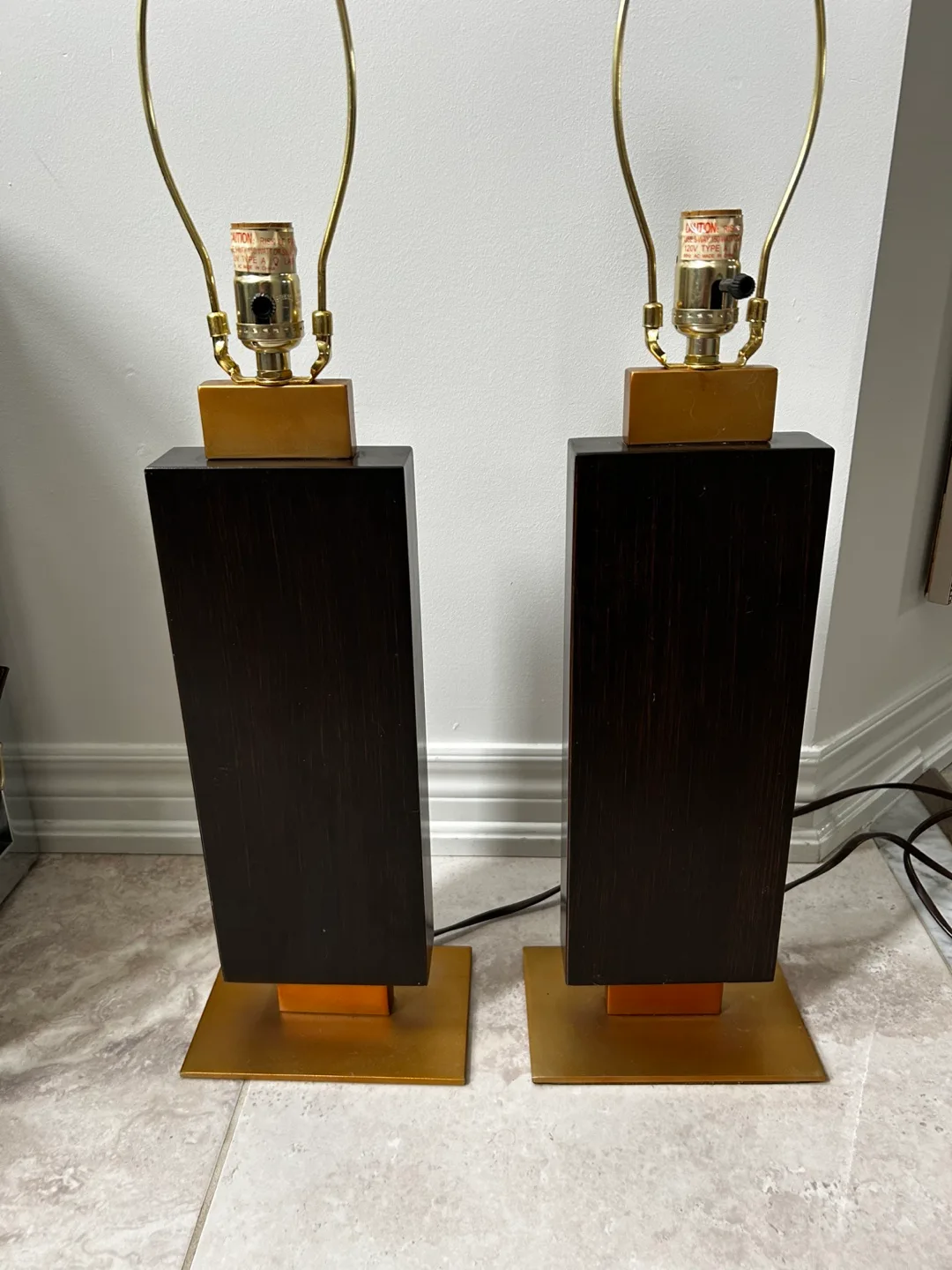 Pair of Modern Black & Gold Accent Lamps thumbnail