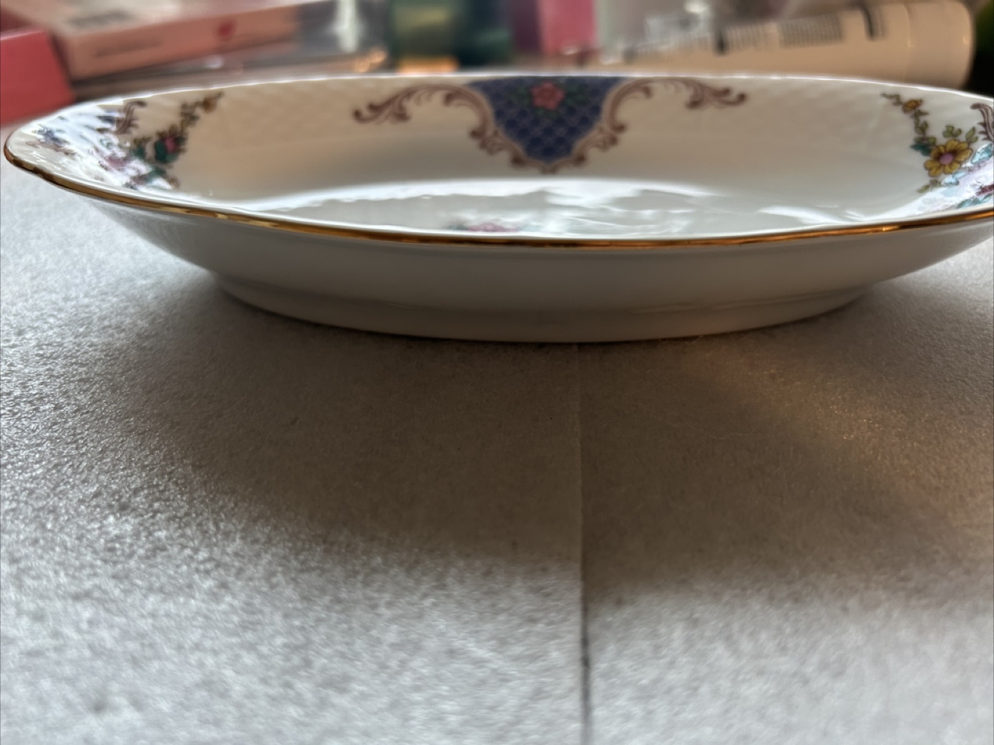 NEW Cristallerie Holland Vintage Porcelain Gold Trim Oval Dish - photo 2