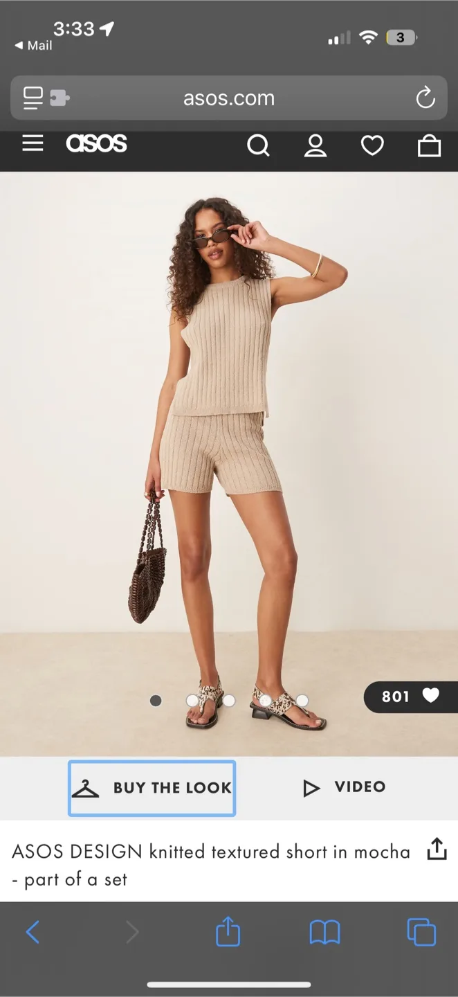 ASOS Knitted Textured Short Set - Mocha 🧡 thumbnail