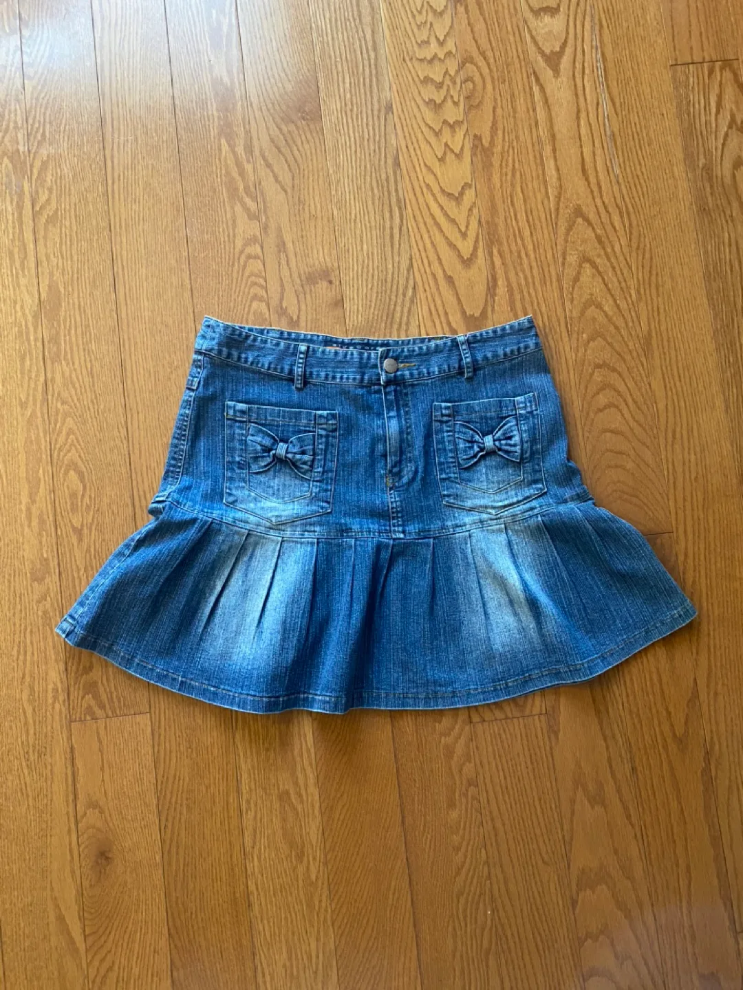 Denim Mini Skirt with Bow Pockets thumbnail