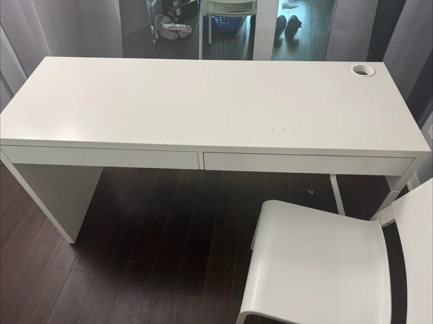 IKEA White Desk and Chair Set thumbnail