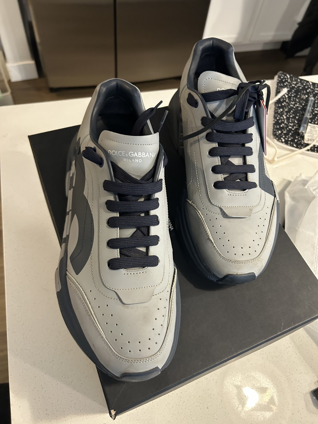 Dolce & Gabbana Gray/Blue Sneakers - Size 13 - photo 2