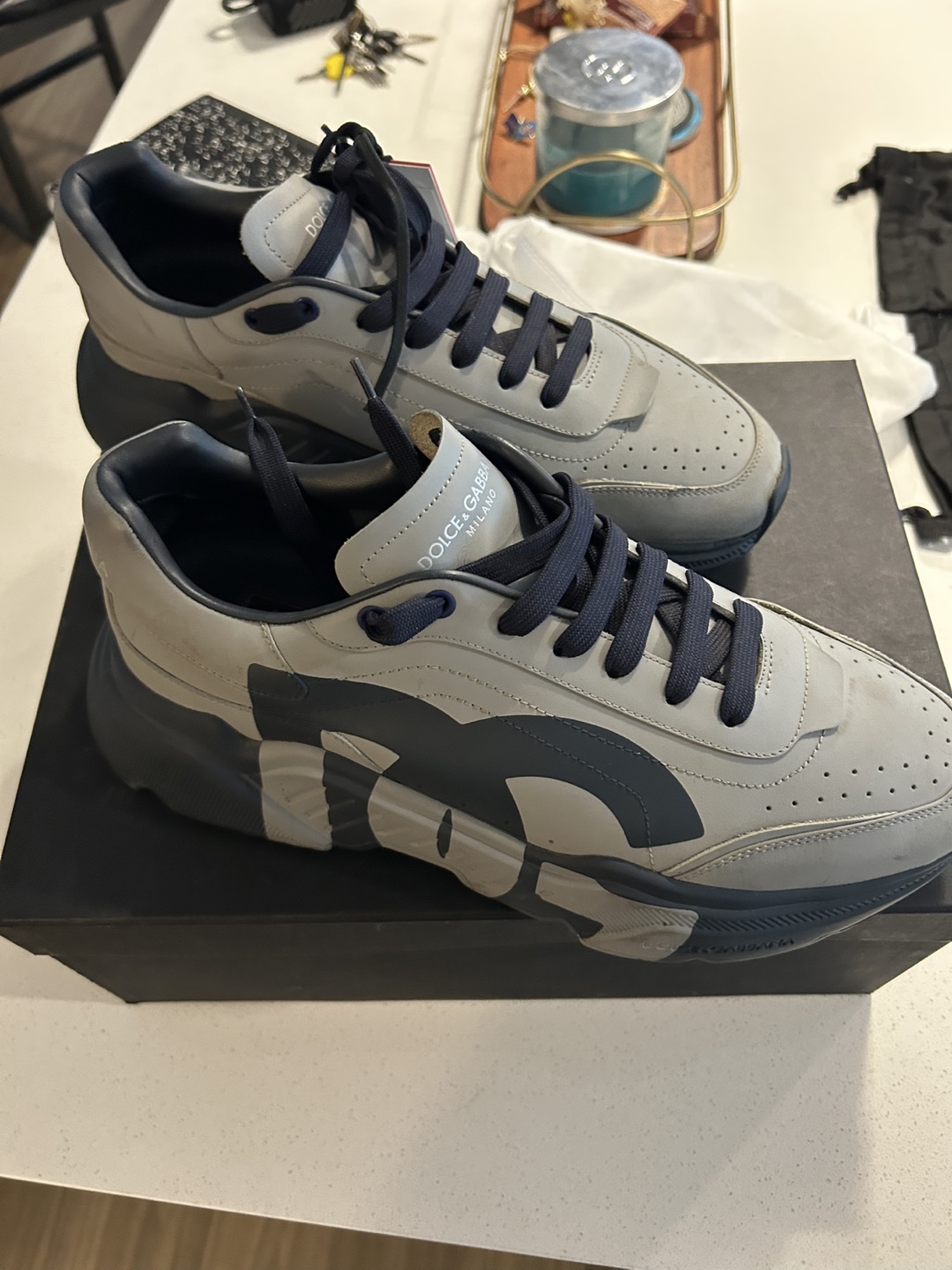 Dolce & Gabbana Gray/Blue Sneakers - Size 13