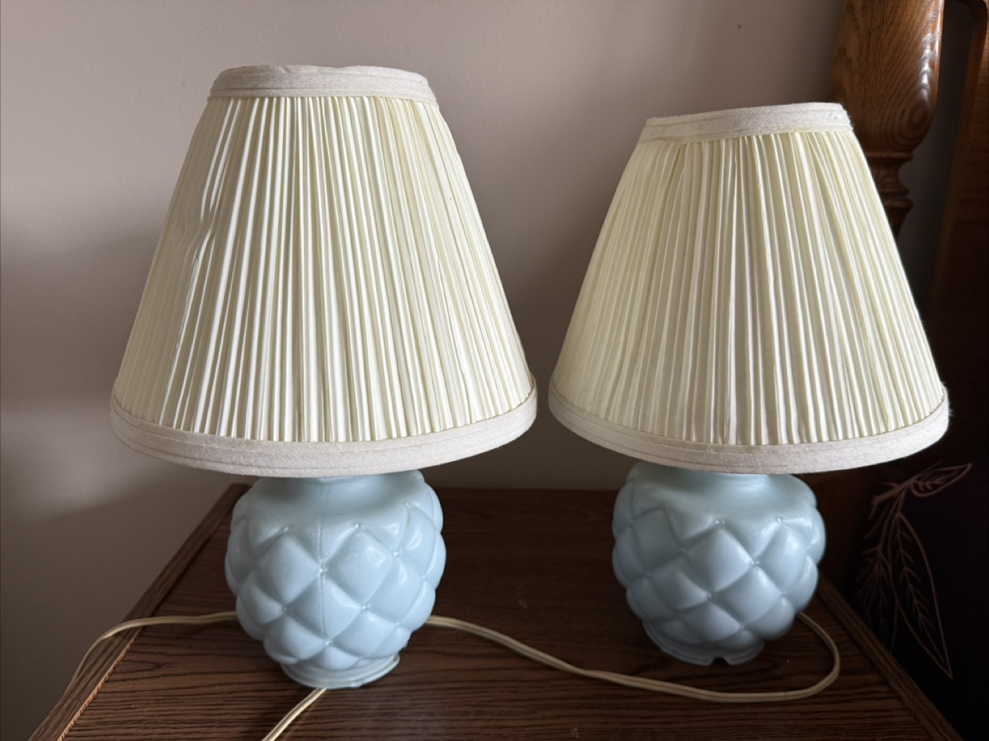 Pair of Blue Quilted Table Lamps