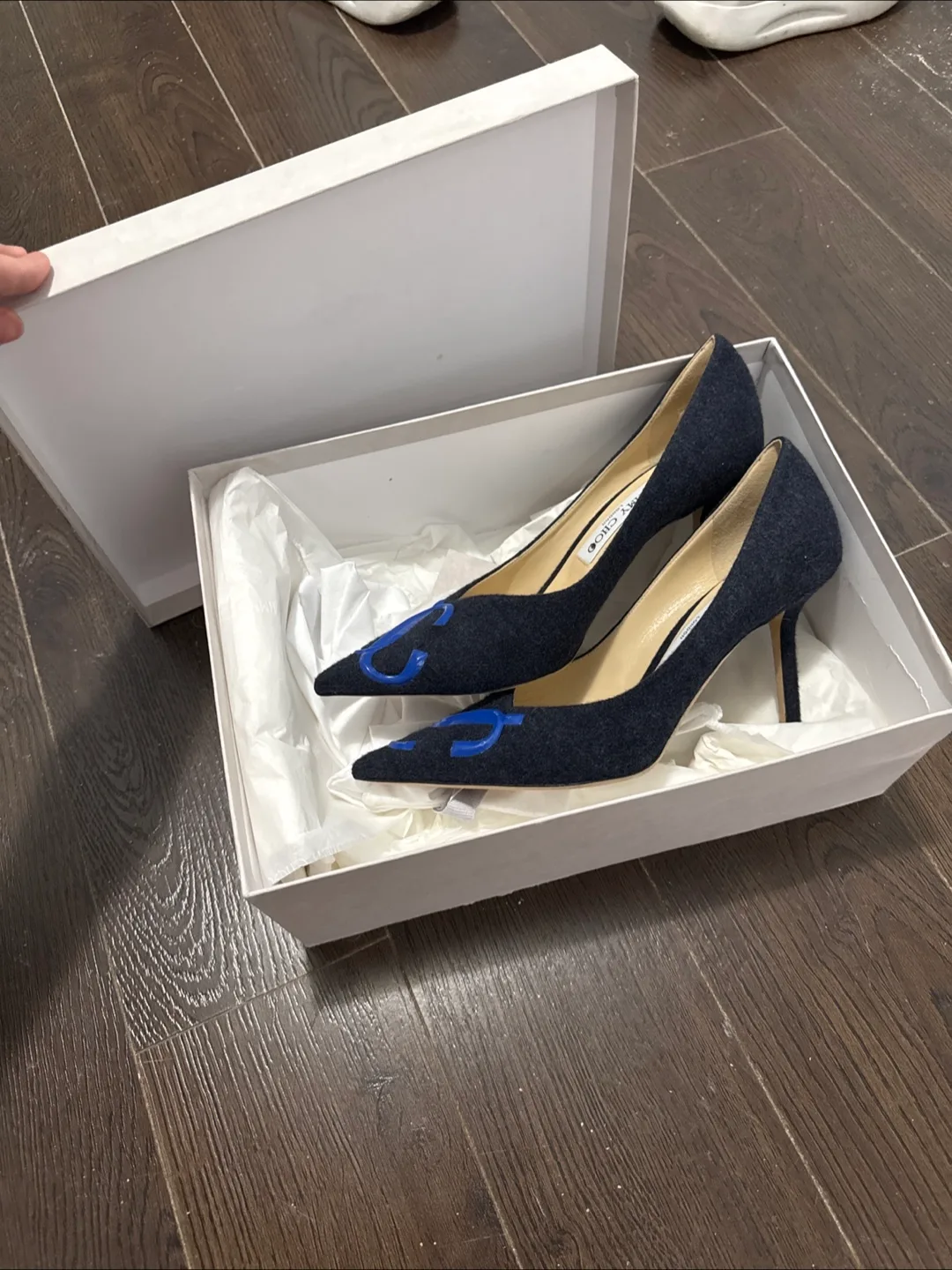 Jimmy Choo Blue Wool Pumps Unwear, Size 37.5 thumbnail