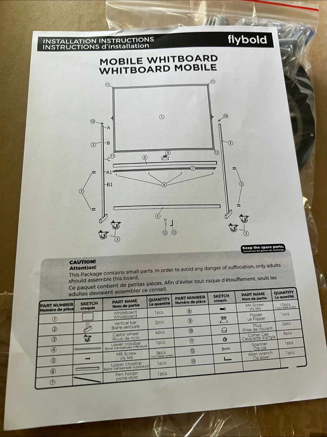 SEALED Mobile Whiteboard 48" x 32” + Accessories image indicator(8)