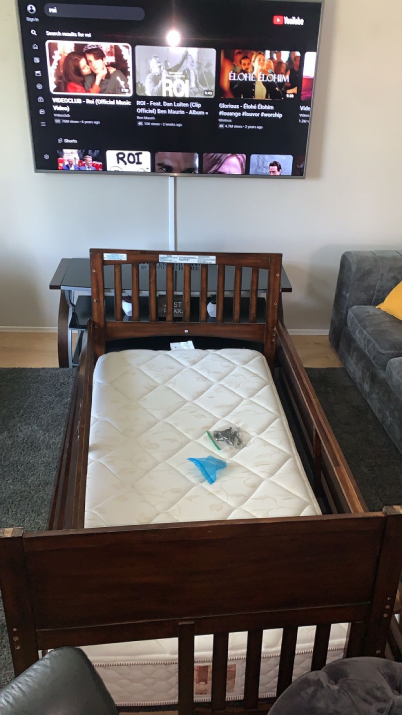 Single bed and mattress