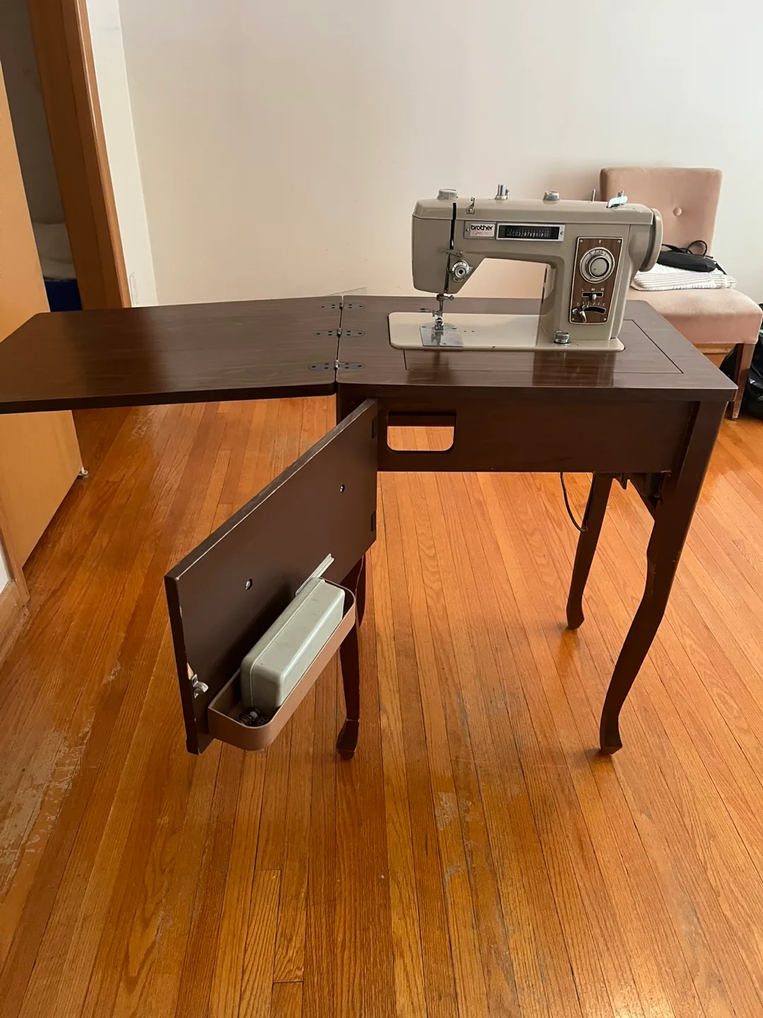 Vintage Brother Sewing Machine with Cabinet thumbnail