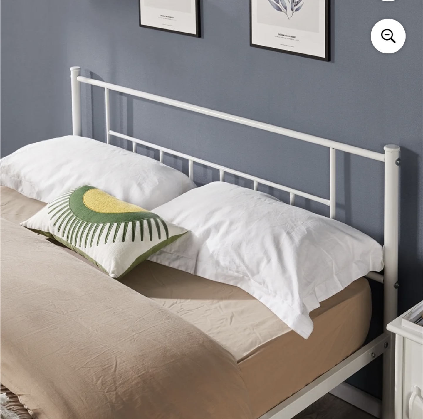 White Metal Bed Frame with Green Tea Memory Foam Mattress - photo 2