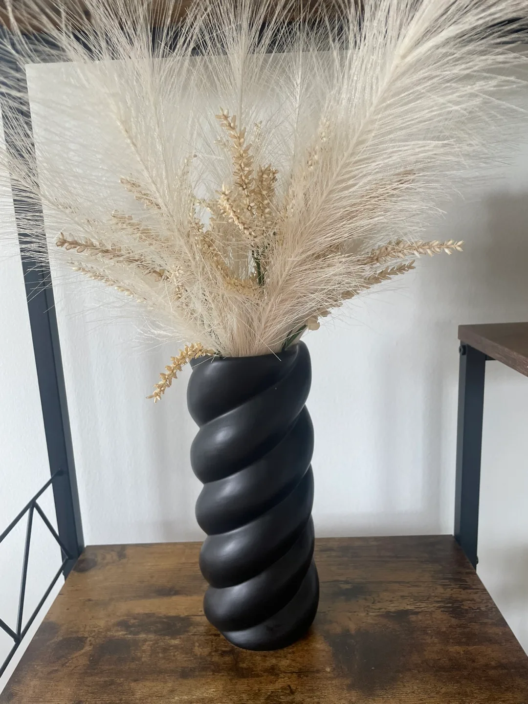 Black Twisted Vase with Pampas Grass thumbnail