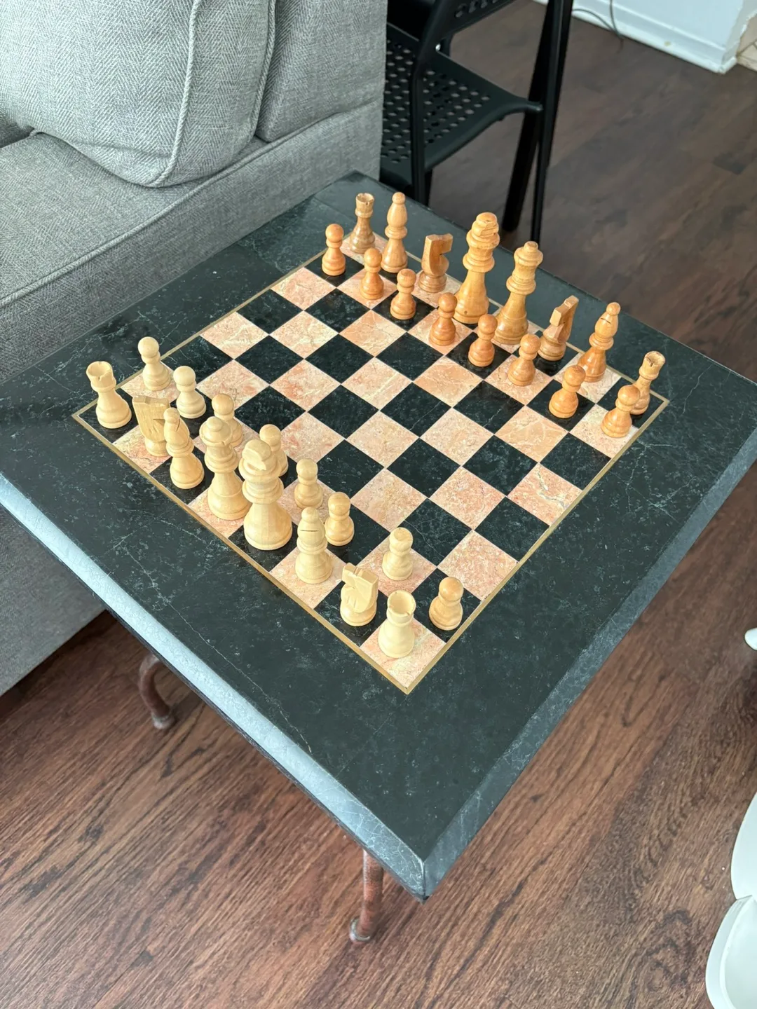 Chess Table with Metal Legs thumbnail
