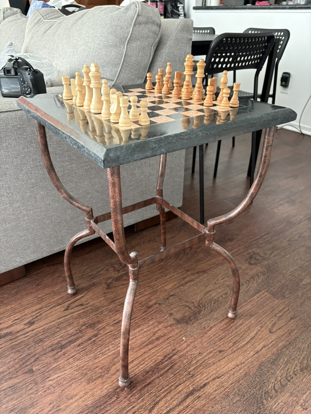 Chess Table with Metal Legs - photo 2