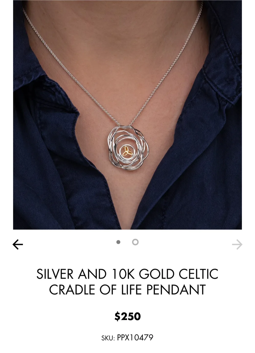 Keith Jack Cradle of Life Silver & 10K Gold Pendant thumbnail