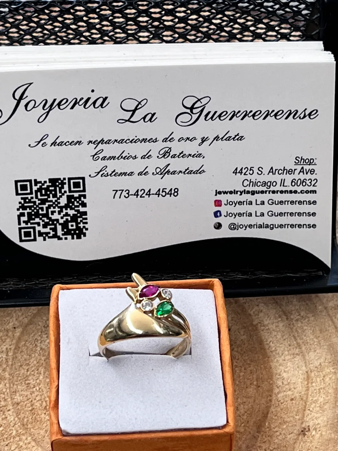 Gold real 14k Ring with Gemstones image indicator(2)