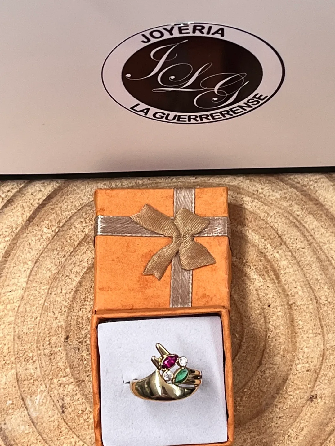 Gold real 14k Ring with Gemstones image indicator(4)