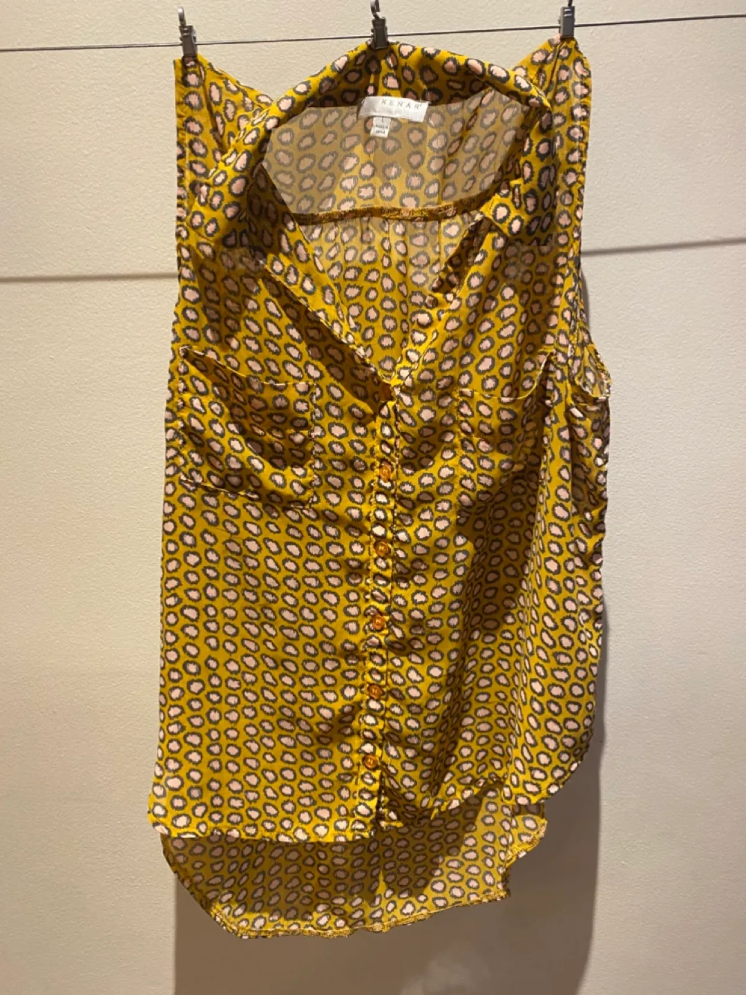Kenar Yellow Print Sleeveless Blouse - Size L thumbnail