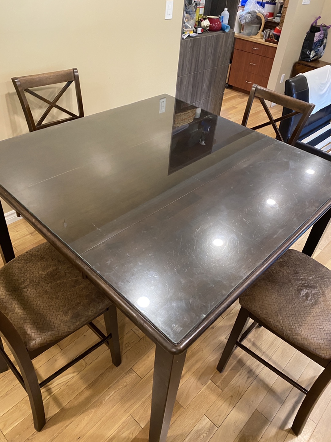 Eztia Furni Extendable Wood High Table Dining Set (CAN DELIVER)