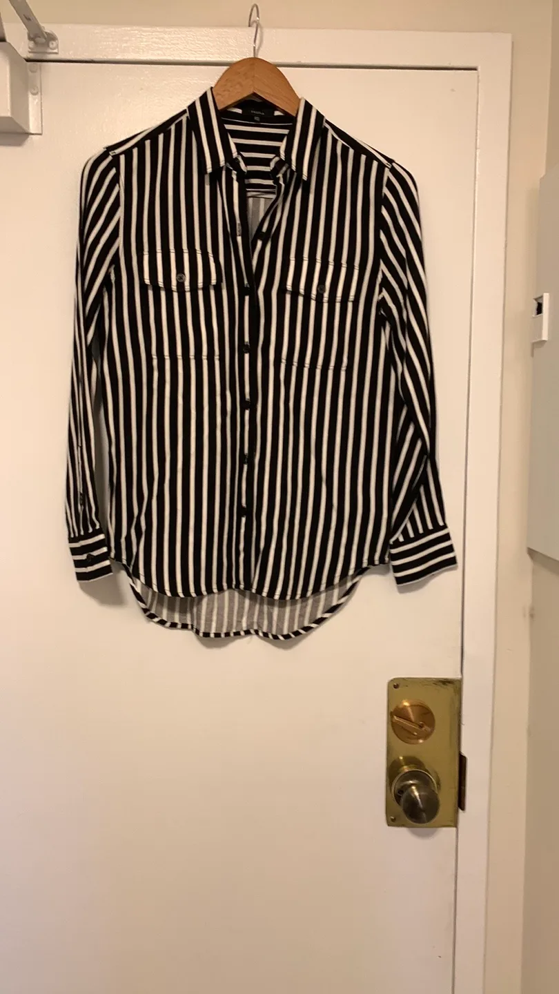 Talula Black & White Striped Blouse - Size XXS thumbnail