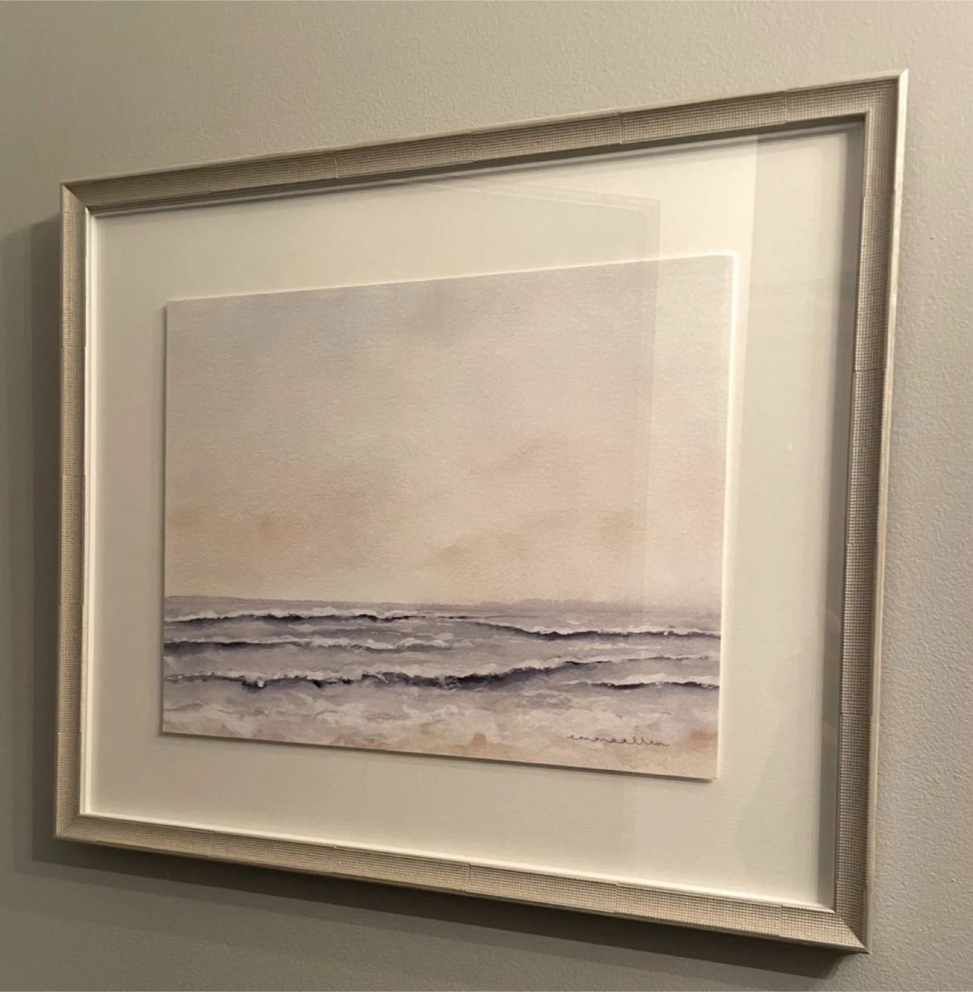 Watercolour Beach Print Professionally Framed thumbnail