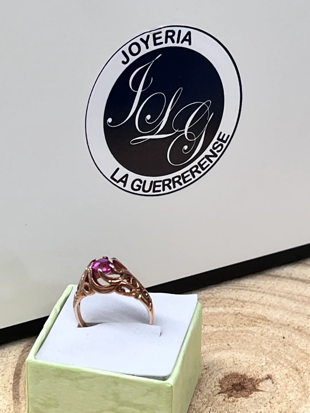 Pink Stone Ring real gold 14k pikn- Joyeria La Guerrerense image indicator(4)