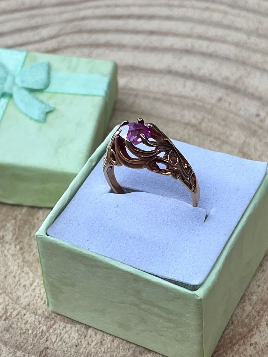 Pink Stone Ring real gold 14k pikn- Joyeria La Guerrerense image indicator(5)