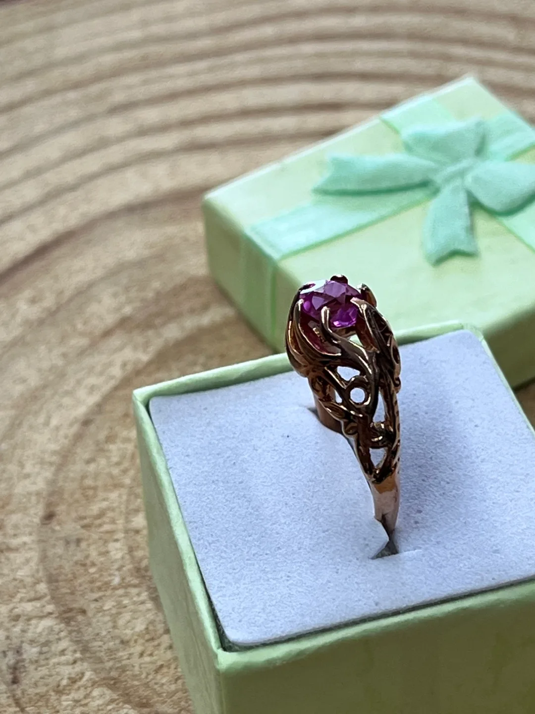 Pink Stone Ring real gold 14k pikn- Joyeria La Guerrerense image indicator(3)