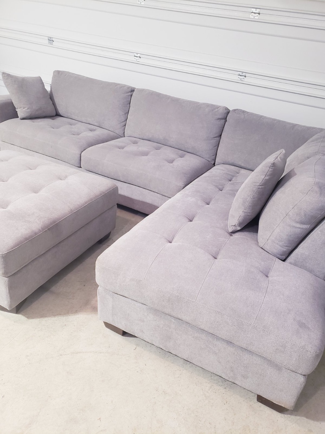 Grey Sectional Sofa with Ottoman