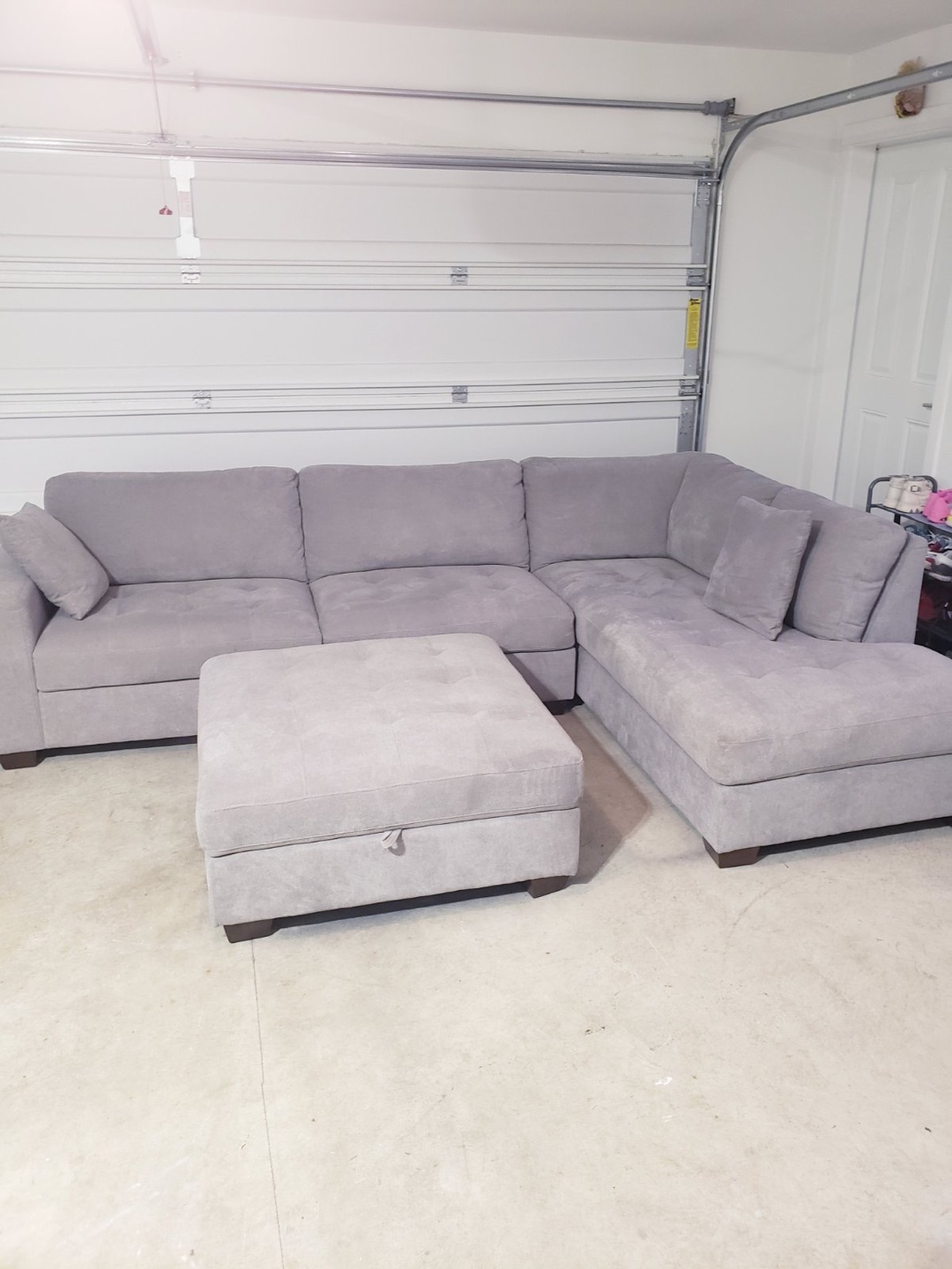 Grey Sectional Sofa with Ottoman - photo 2