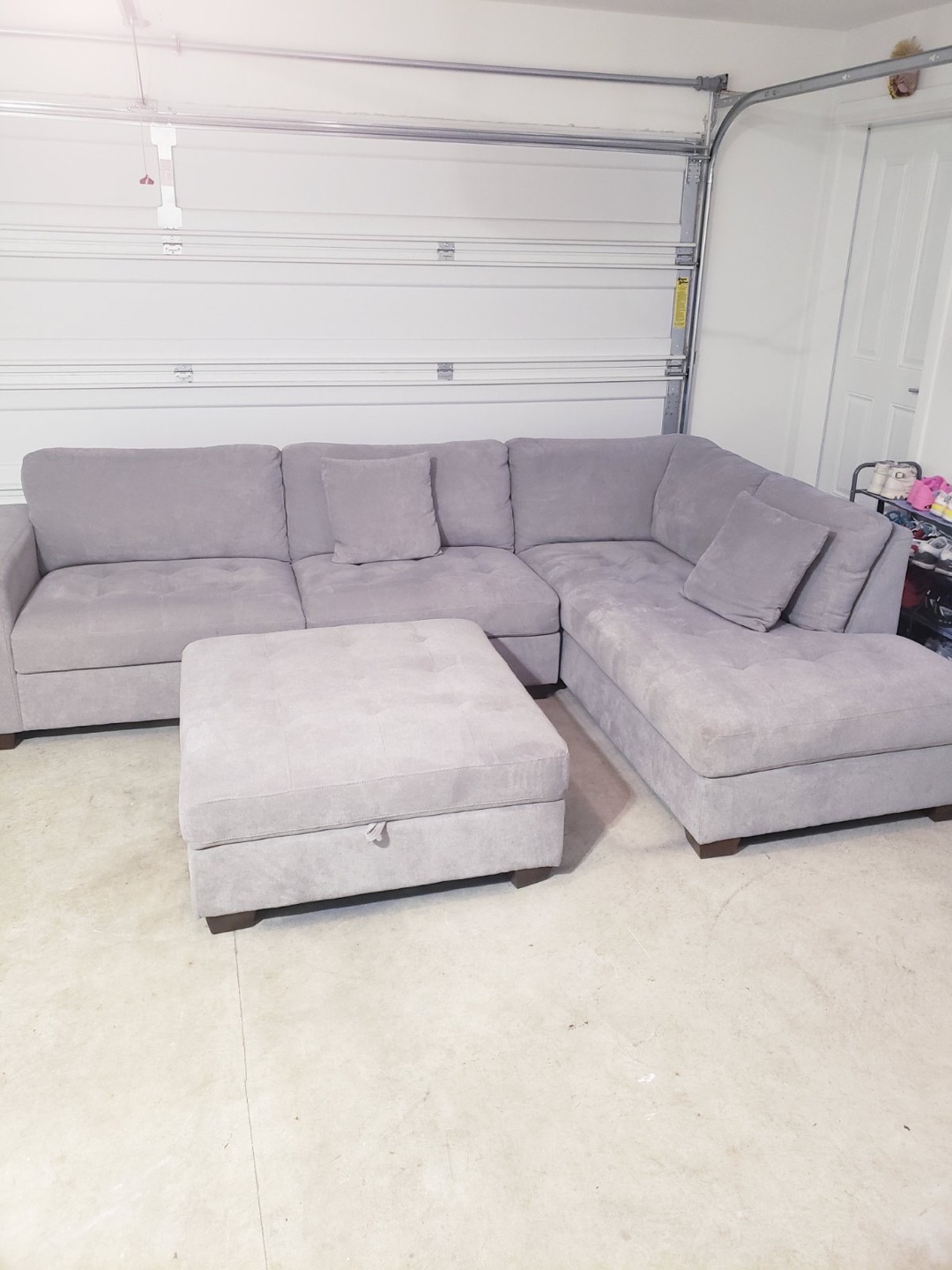 Grey Sectional Sofa with Ottoman - photo 3
