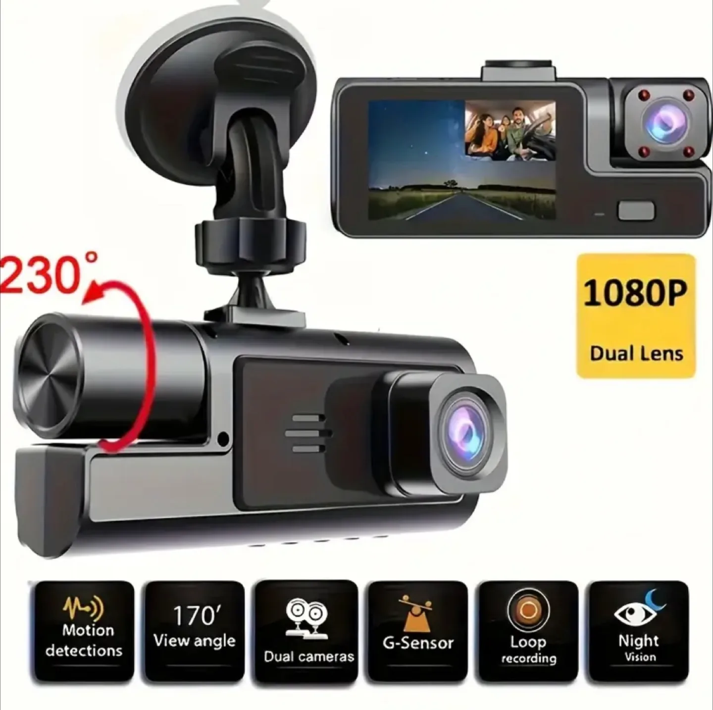 ZKAMSpy Dash Cam 1080P Dual Lens thumbnail
