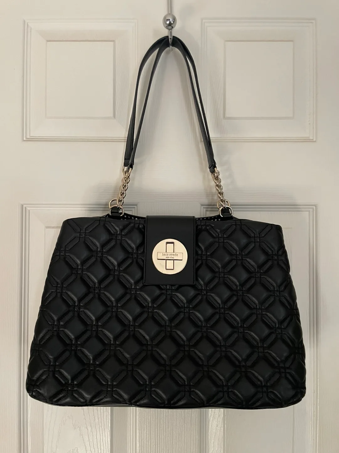 Kate Spade Black Quilted Tote Bag thumbnail