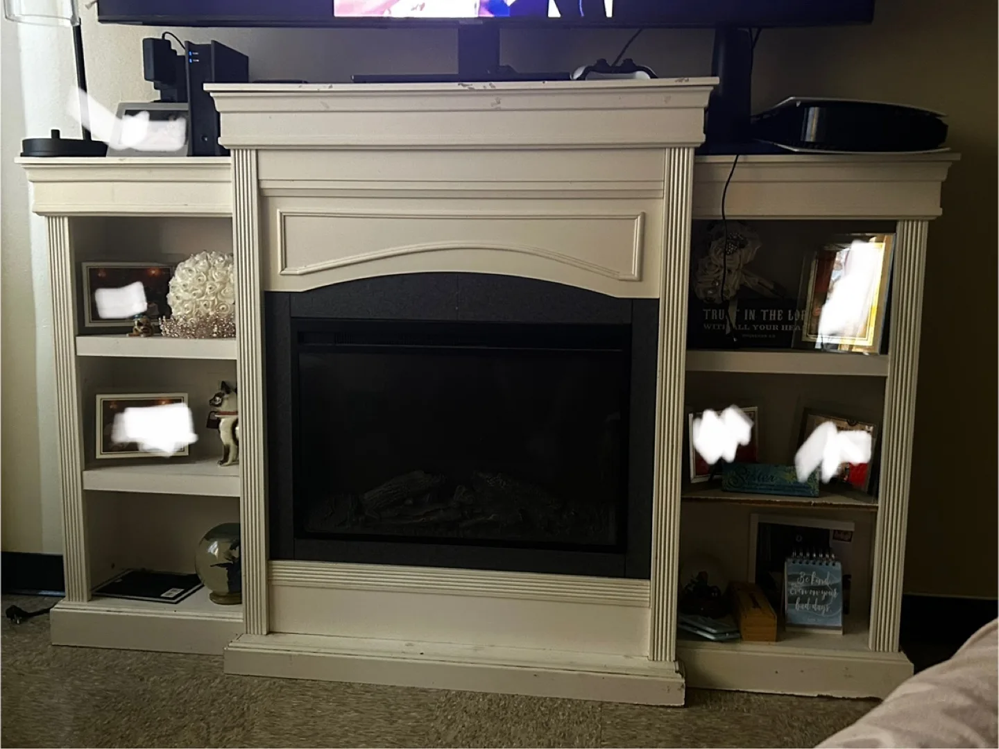 White Fireplace with Built-in Bookshelves thumbnail