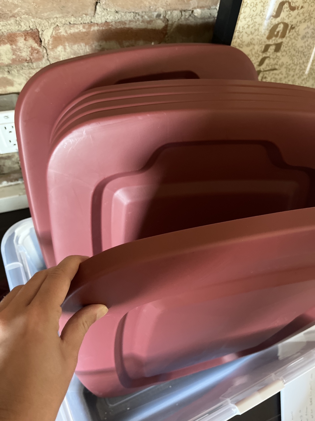 Burgundy Big Storage Bins with Lid (5) - photo 2