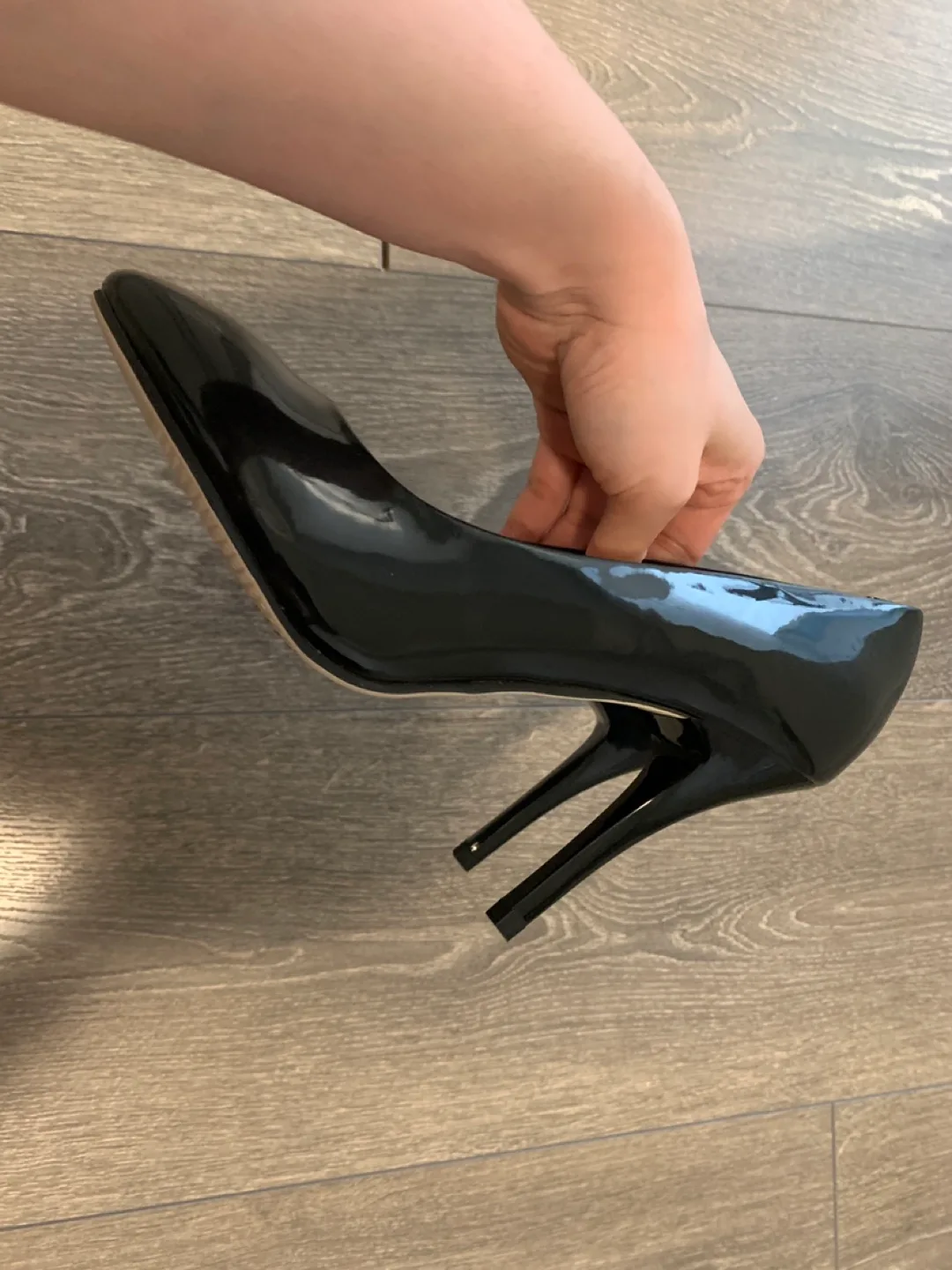Kekaifu Black Patent Leather Heels, Size 5.5 thumbnail