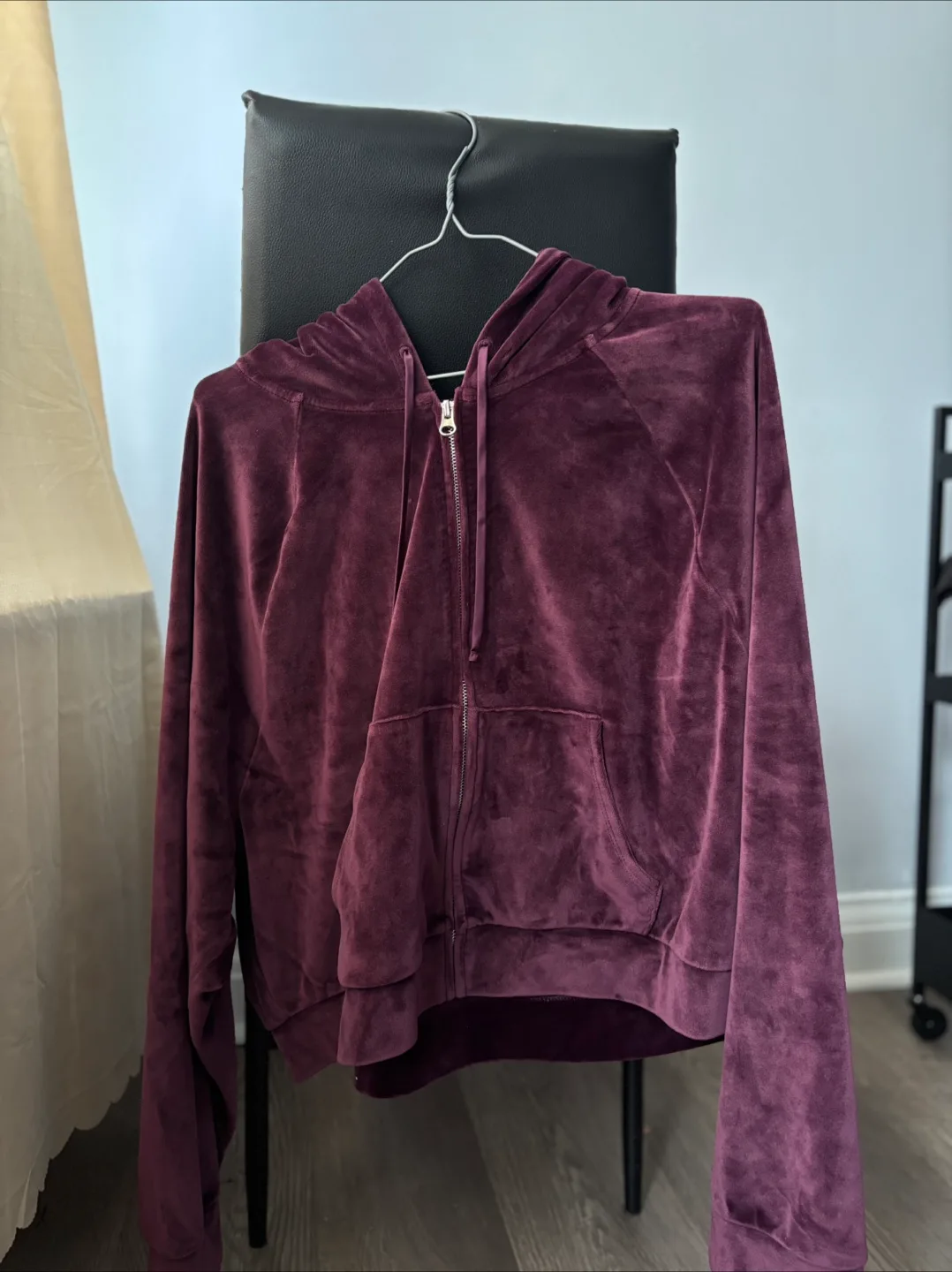 Victoria's Secret Burgundy Velour Zip-Up Hoodie thumbnail