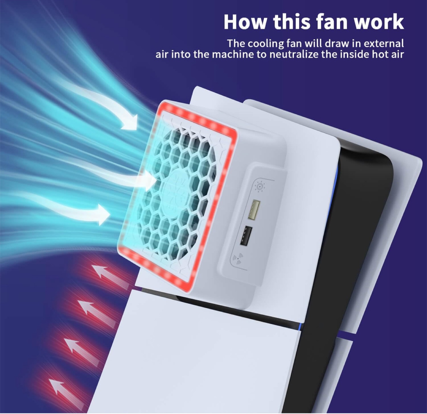 PS5 Slim LED Cooling Fan - Like New! - photo 3