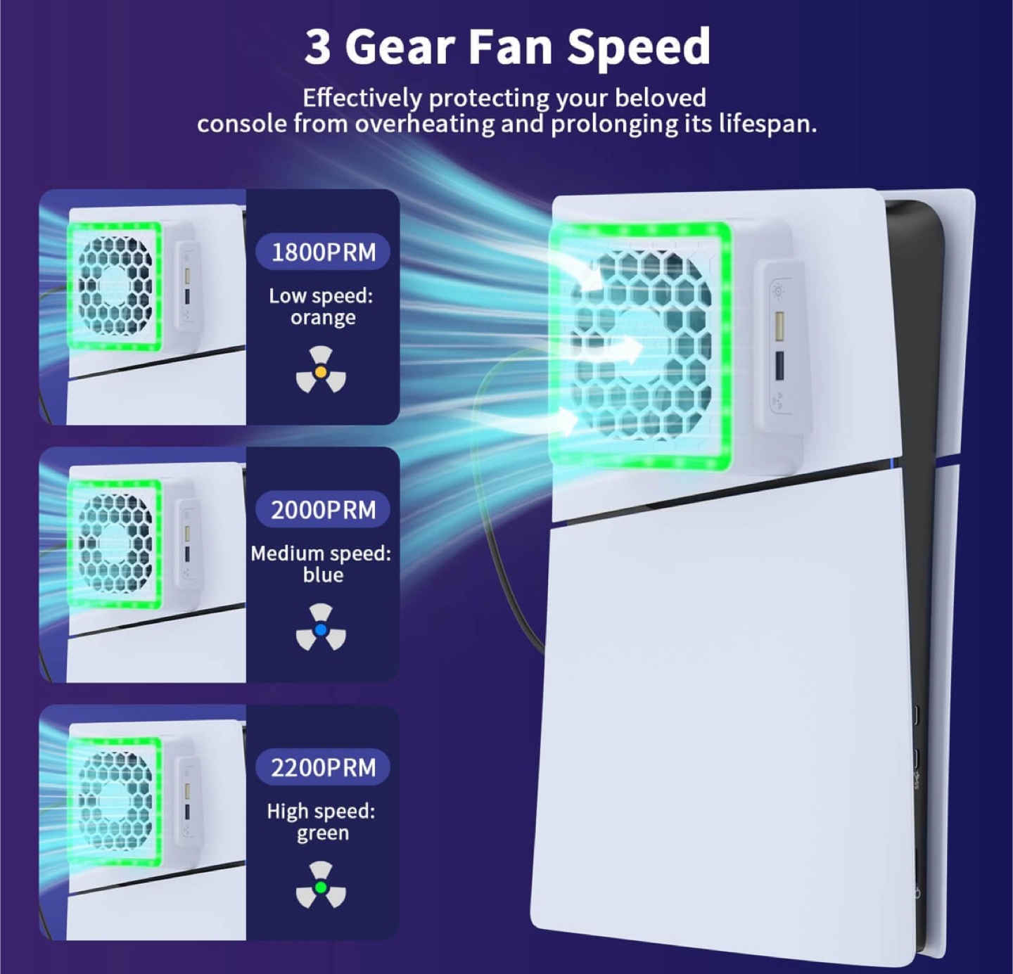 PS5 Slim LED Cooling Fan - Like New! - photo 2