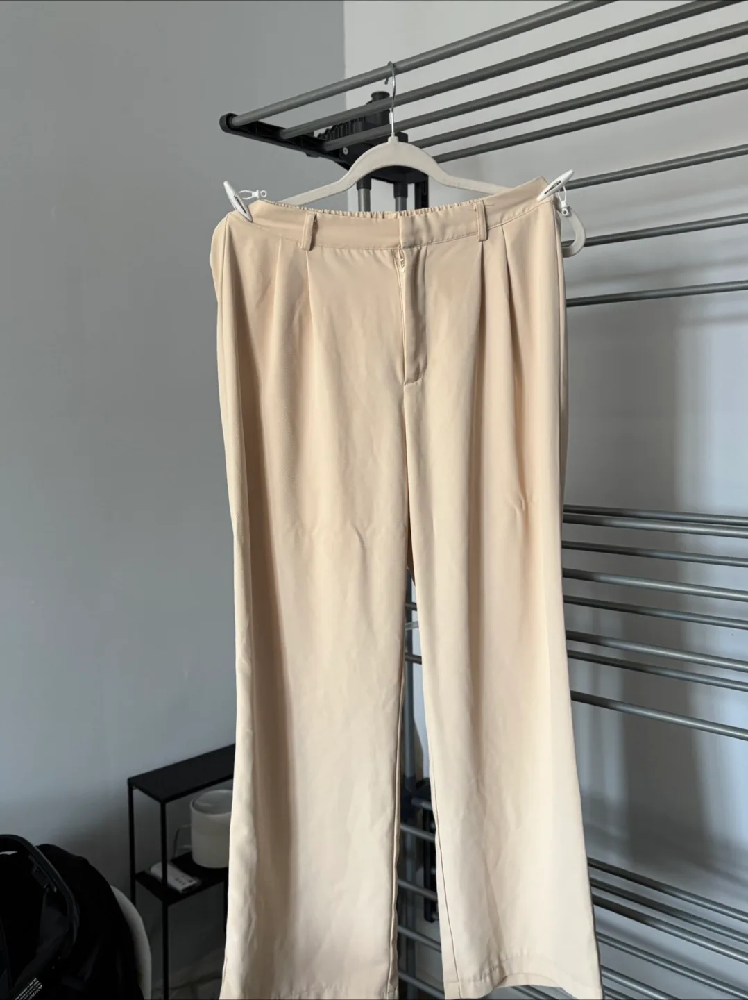 Wide Leg Trousers - Beige & Black thumbnail