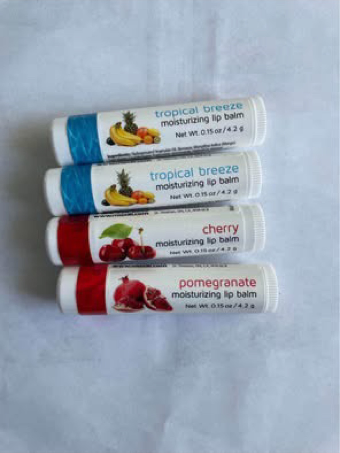 Lip Balm - Tropical Breeze, Cherry, Pomegranate
