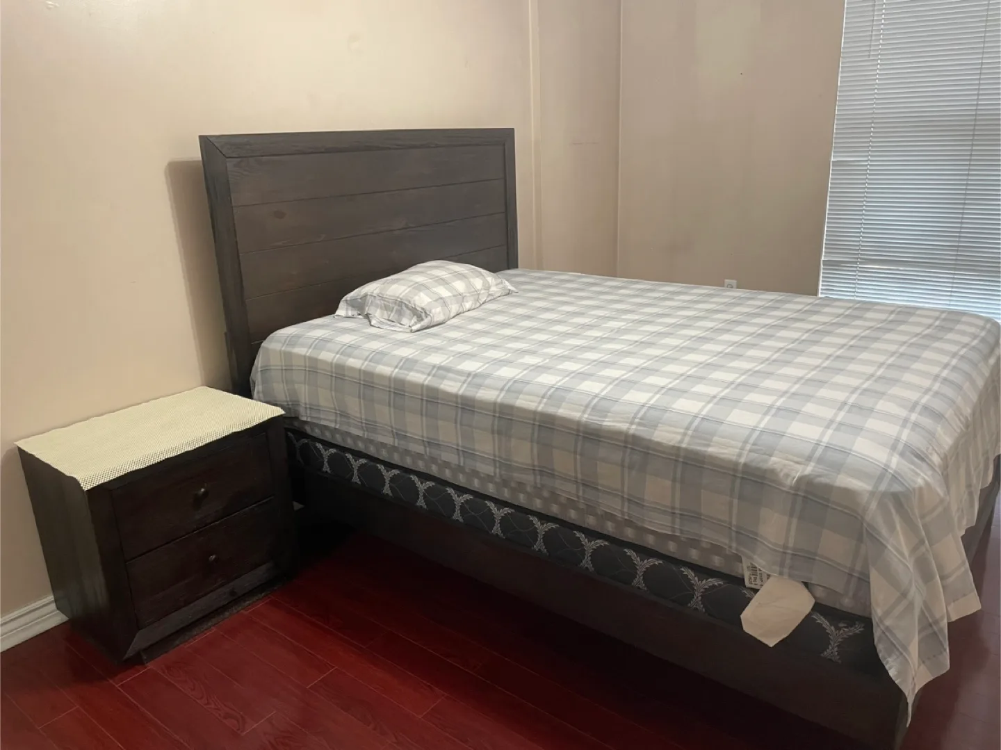 Dark Wood Bed Frame & Nightstand Set thumbnail