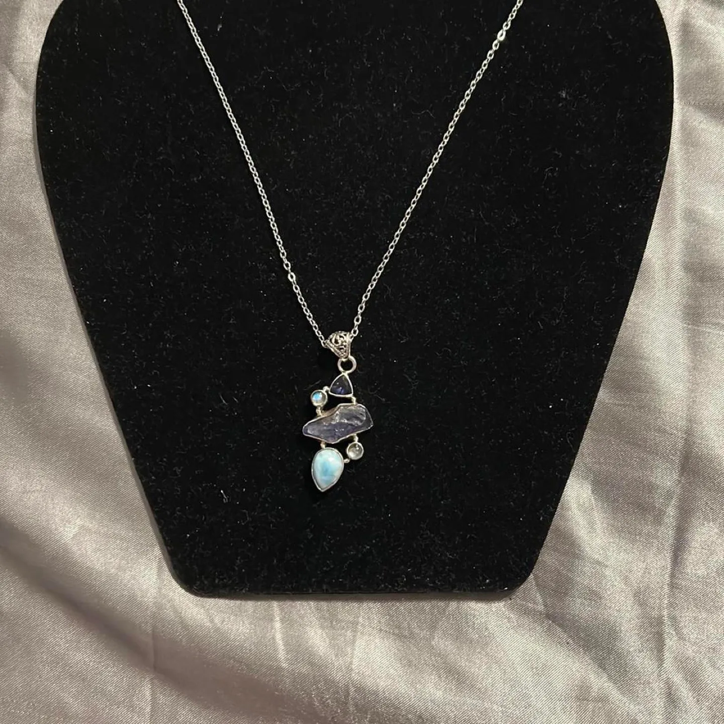 925 Gemstone Pendant Necklace - 3 inch thumbnail