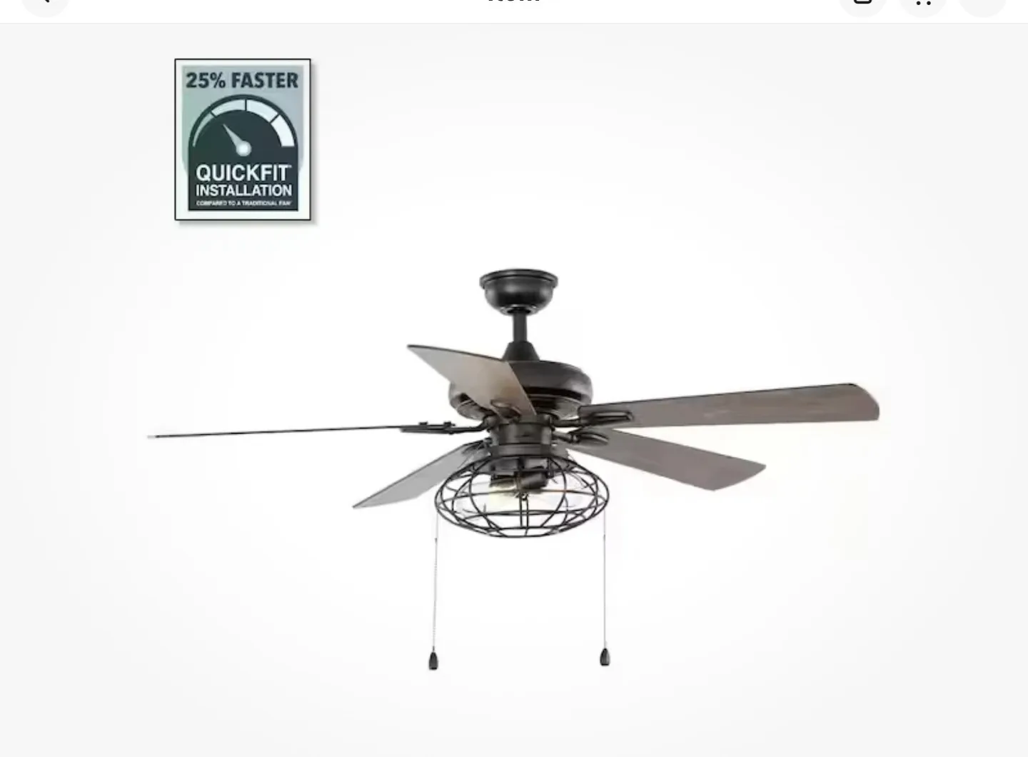 52 in. LED Indoor Matte Black Ceiling Fan with Light thumbnail