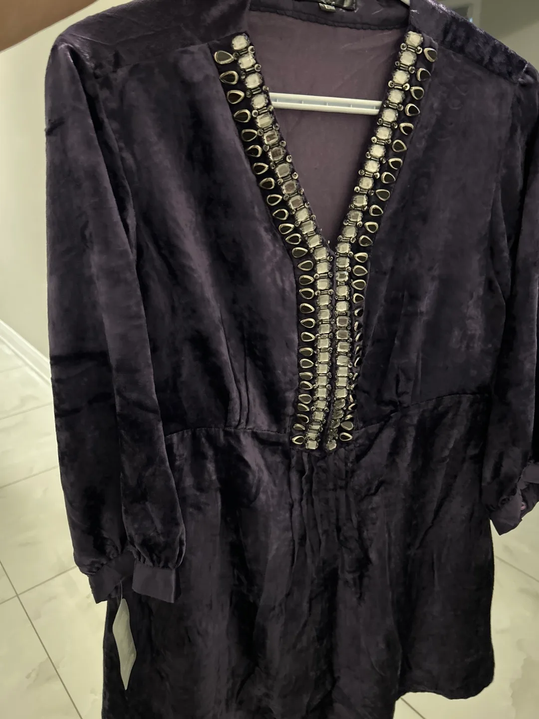 Purple Velvet Dress - Size L thumbnail