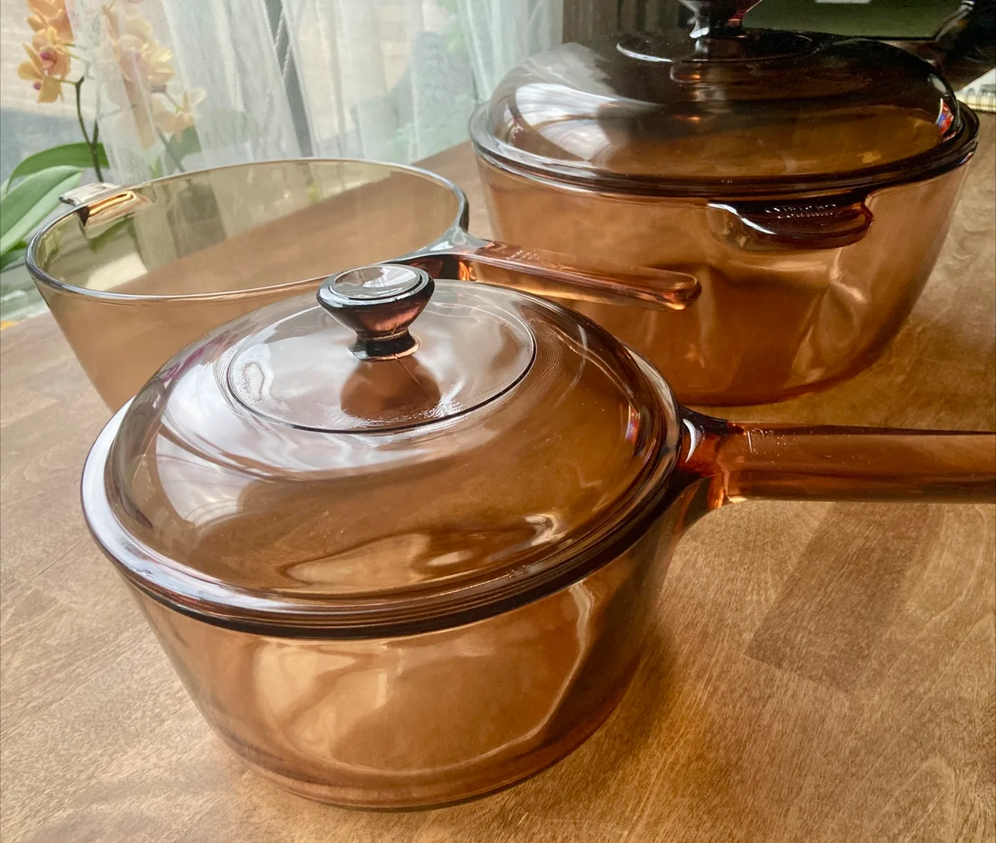 Vintage Visions Amber Glass Cookware Set thumbnail