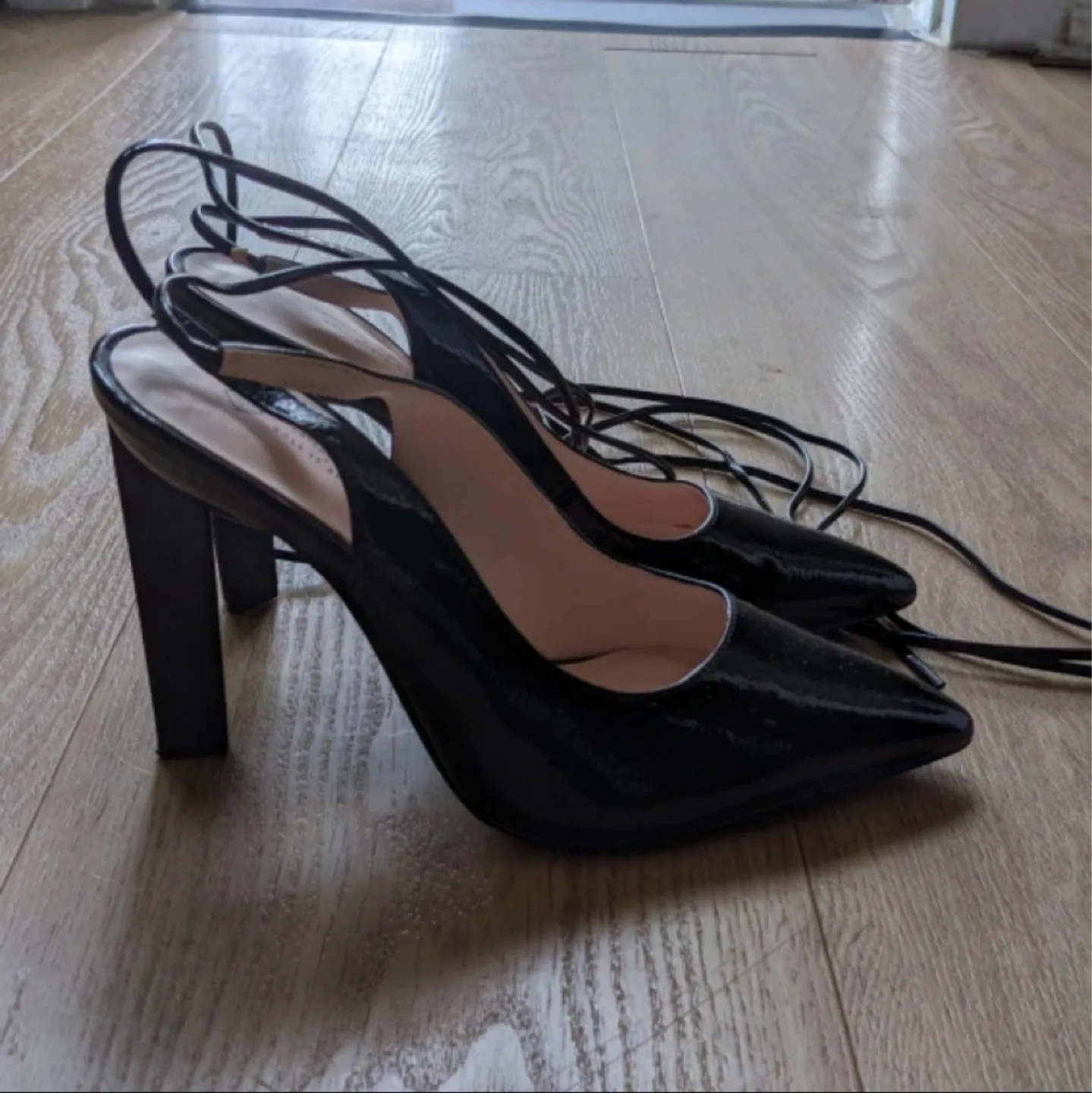 Black Patent Lace Up Heels thumbnail