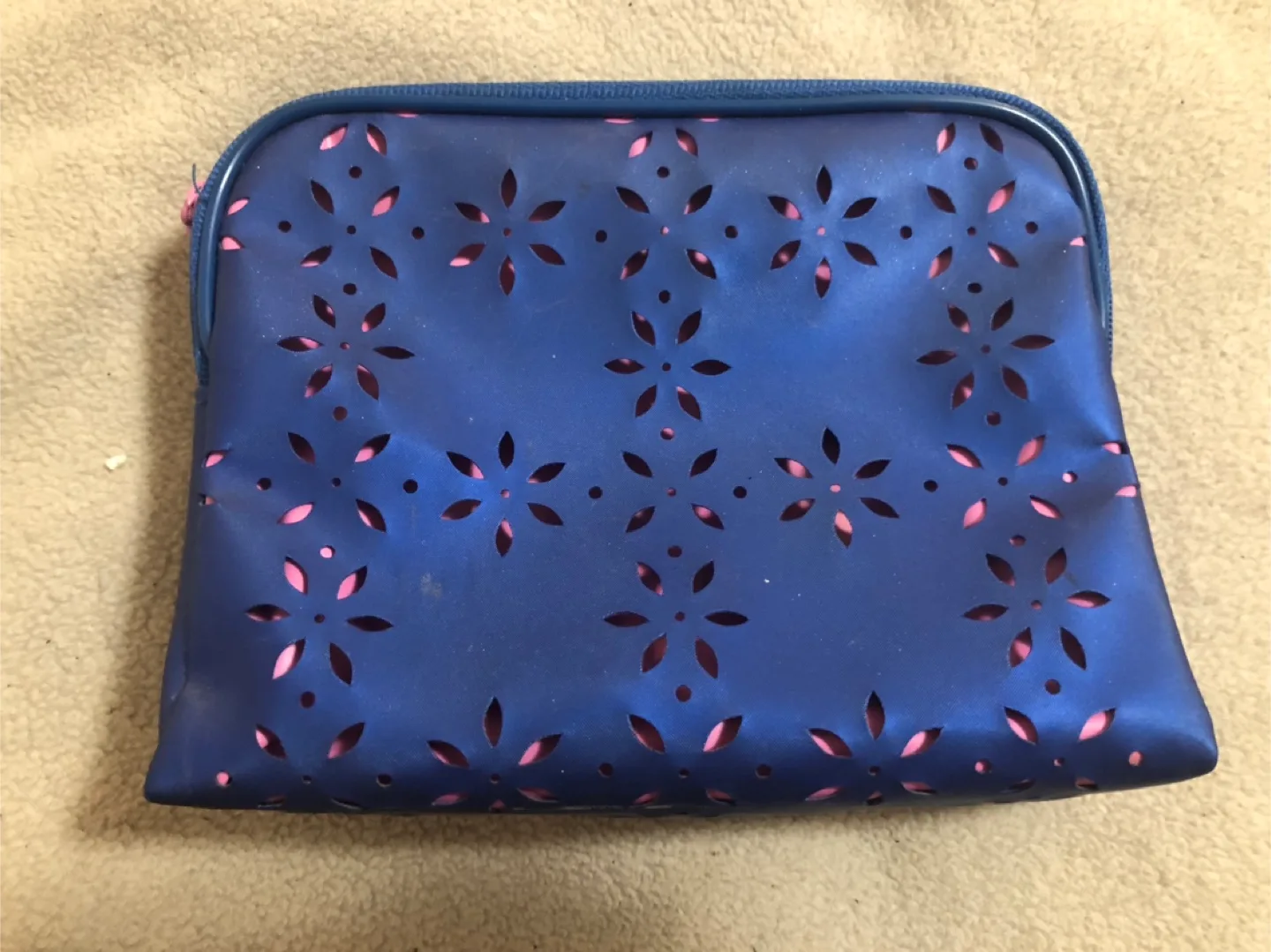 Blue Flower Cutout Makeup Bag thumbnail