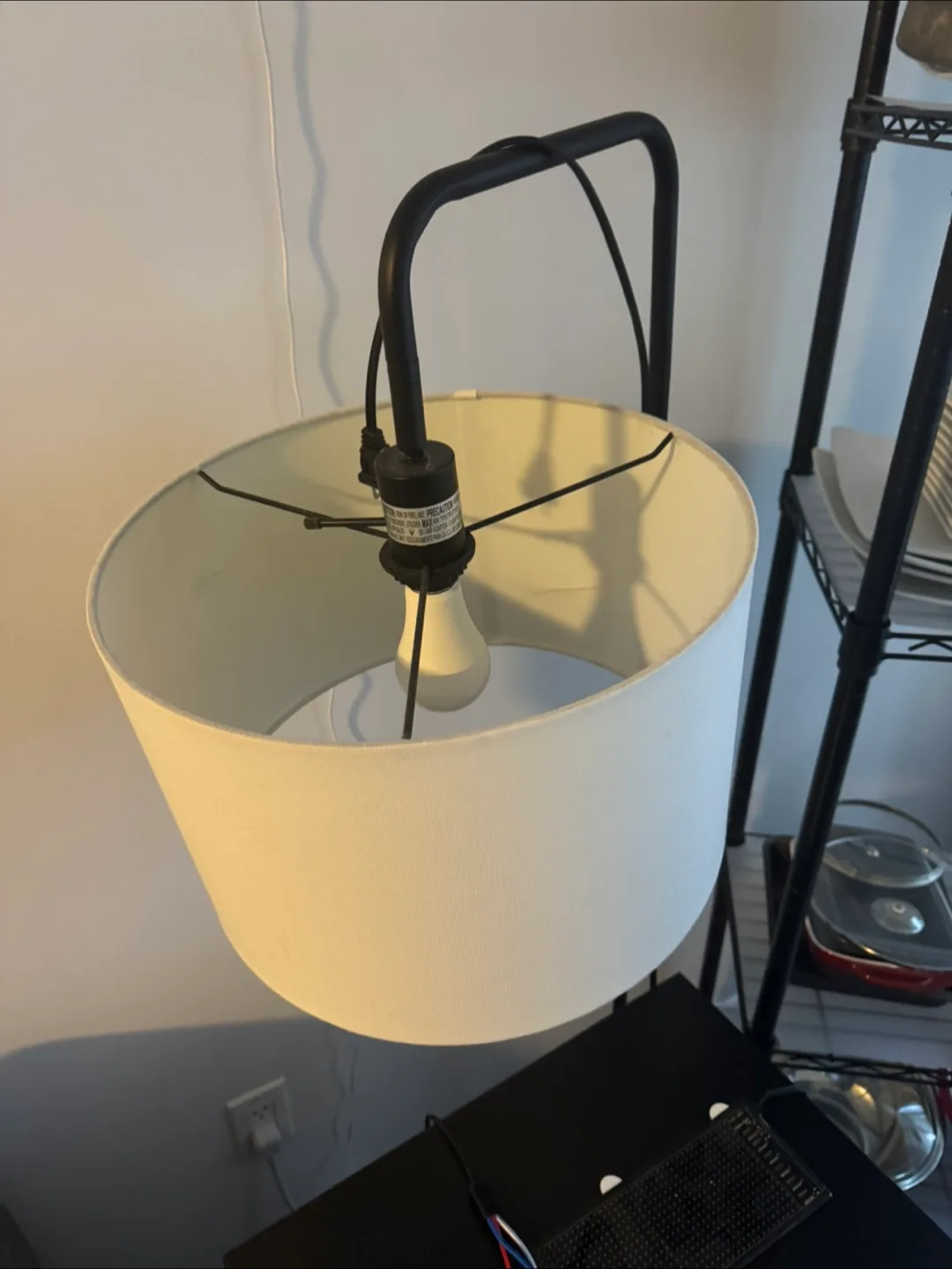 58" Floor Lamp, Matte Black, White Linen Shade thumbnail