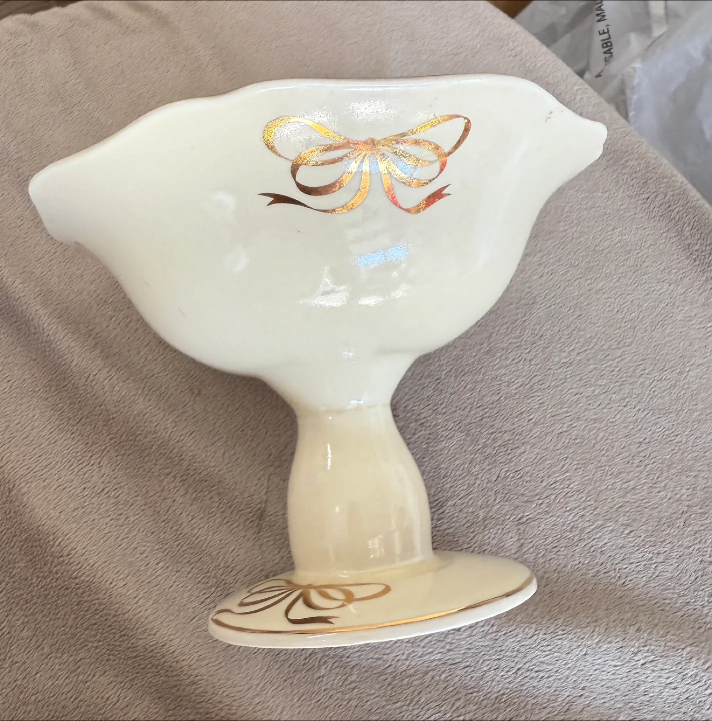 Teleflora Cream Pedestal Candy Dishes thumbnail